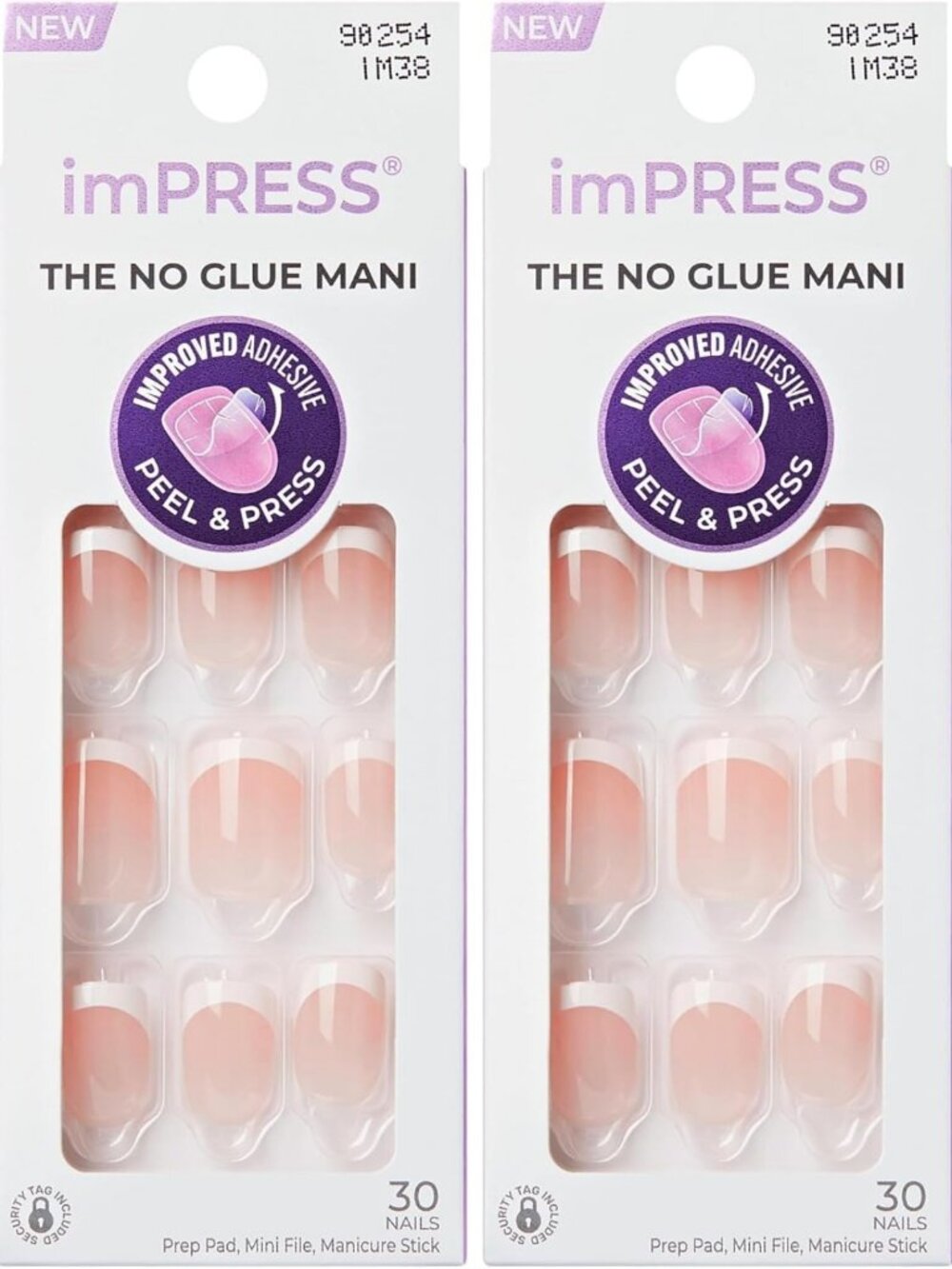 Chic French Press-On Nails, Pink Squoval Shape, Short Size, 30 Nails